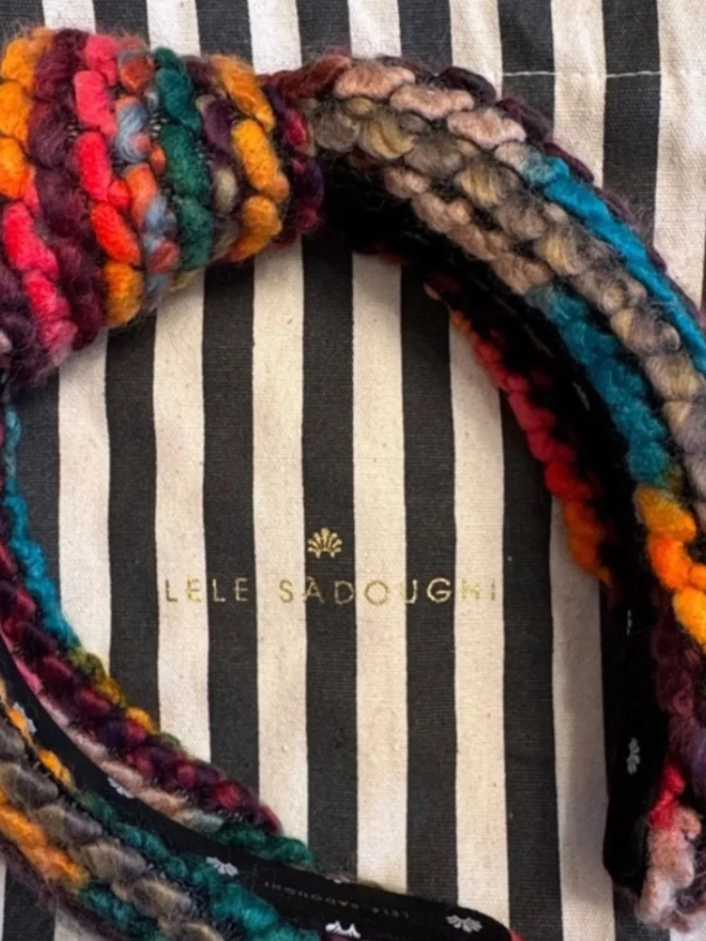 Lele Sadoughi Desert Rainbow Mixed Yarn Knotted Headband NEW